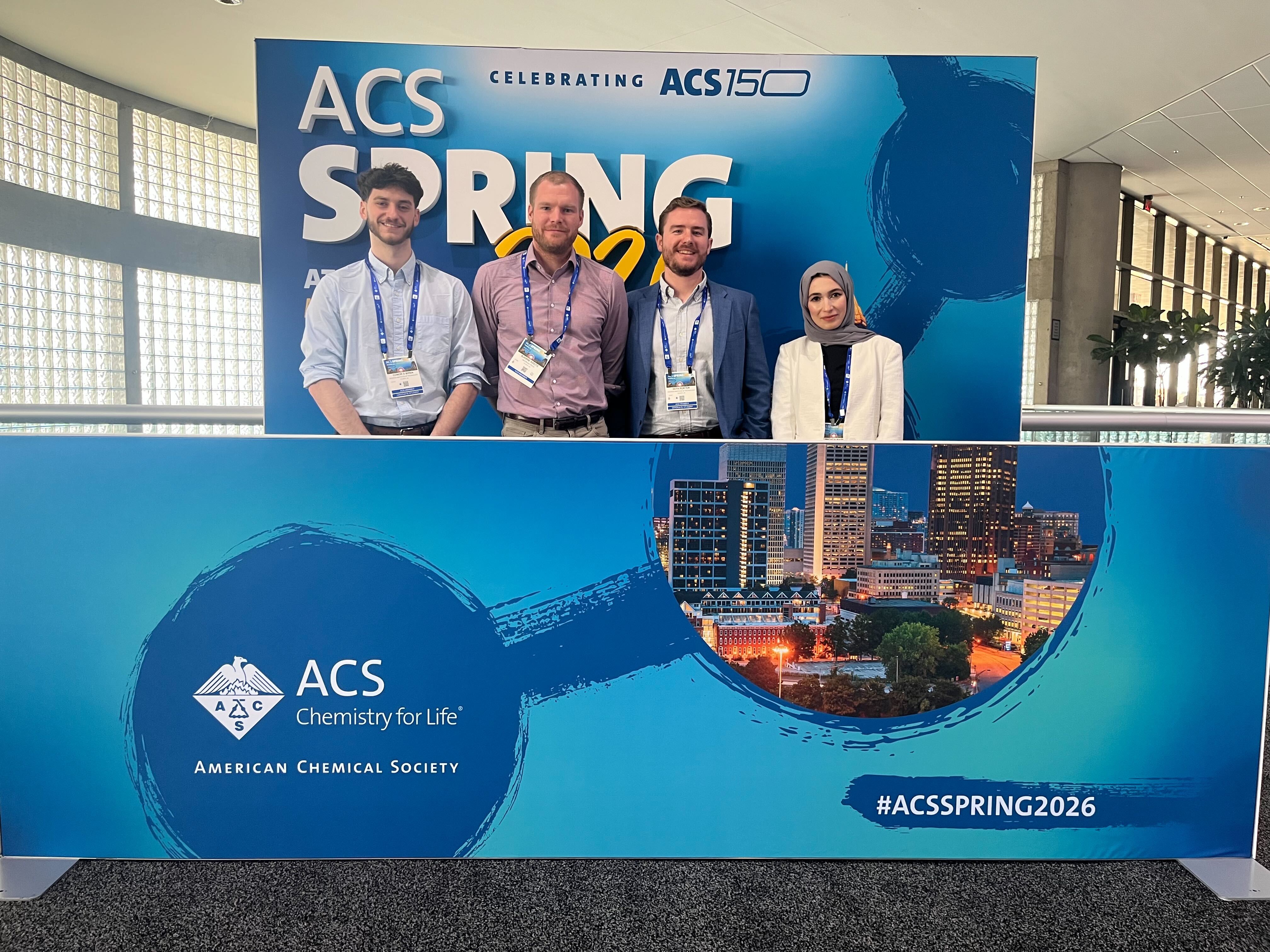 Kreitz Group at the ACS Spring 2026 meeting: From left to right: Conor, Bjarne, Seth, Shohda
