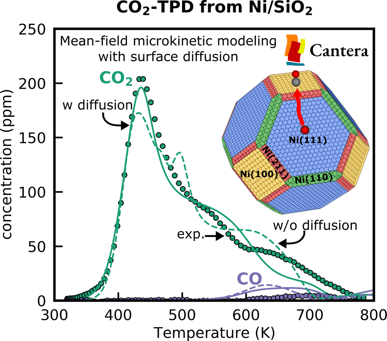 Structure-Dependent Microkinetic Modeling of the CO2 Desorption with Surface Diffusion